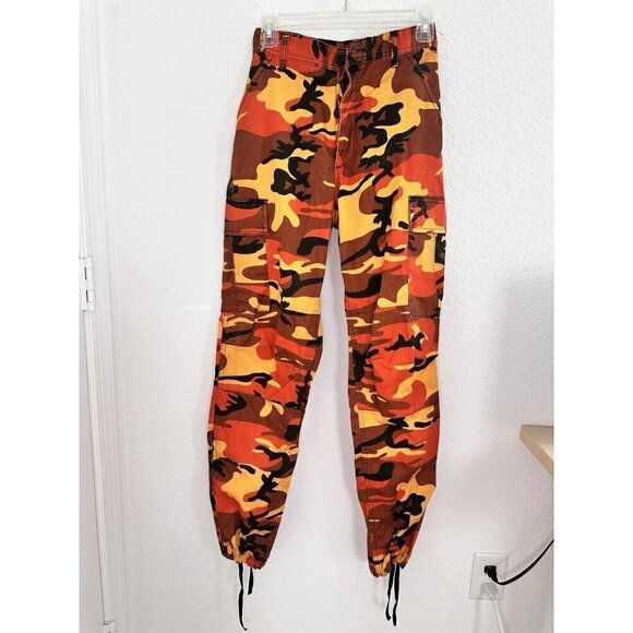 Rothco BDU Pants Mens XSmall Orange Black Camo Combat Woodland Military Gorpcore - Picture 1 of 11